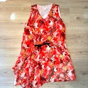 Sundance Floral Dress Womens 14 Language Of Roses Silk Draped Midi Romantic